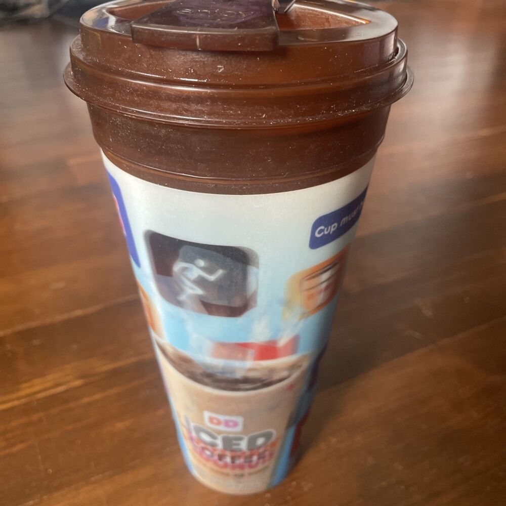 Dunkin Donuts Hologram ice Refillable Coffee Tumbler Cup Plastic 24oz 2016